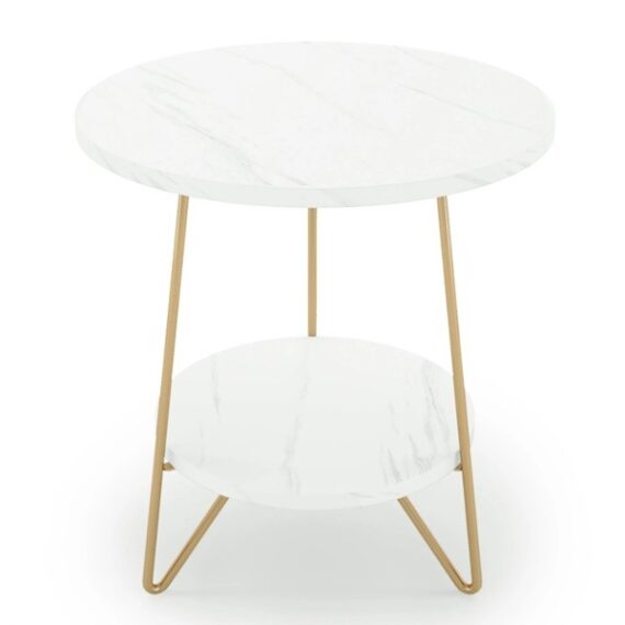 Marble Accent End Table - White