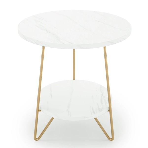 Marble Accent End Table - White