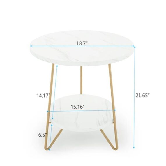 Marble Accent End Table - White