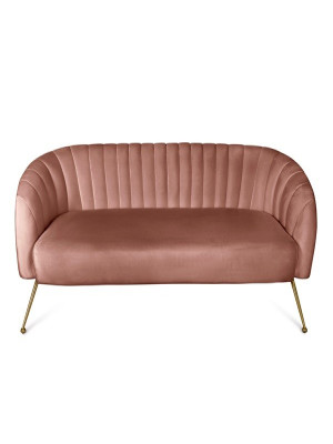 Wavy Velvet Sofa – Blush
