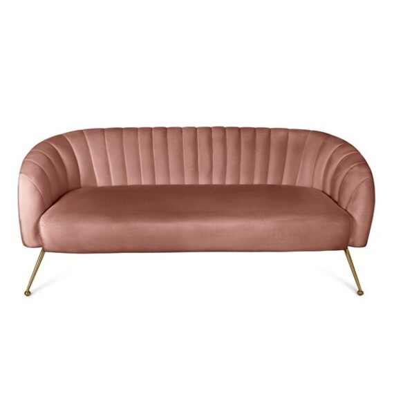 Wavy Velvet Sofa – Blush