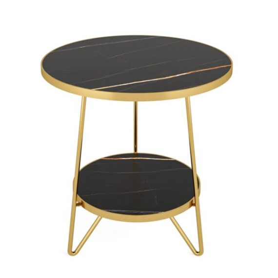 Marble Accent End Table - Black