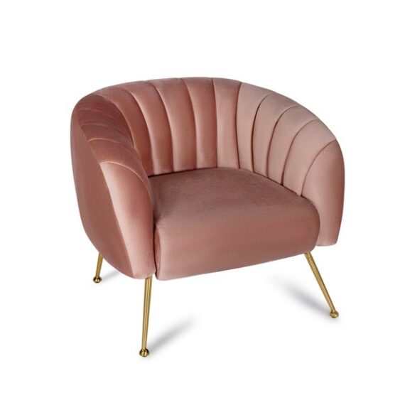 Wavy Velvet Accent Chair - Blush